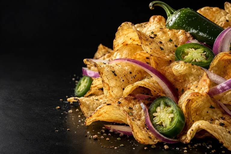 Illustrative chip and ingredient concept art